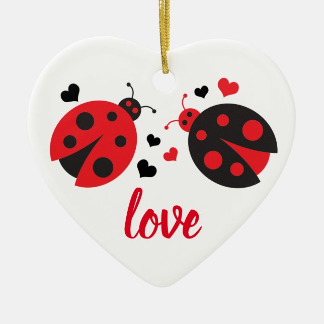 Ladybug Valentine Love Heart Ornament (Front)