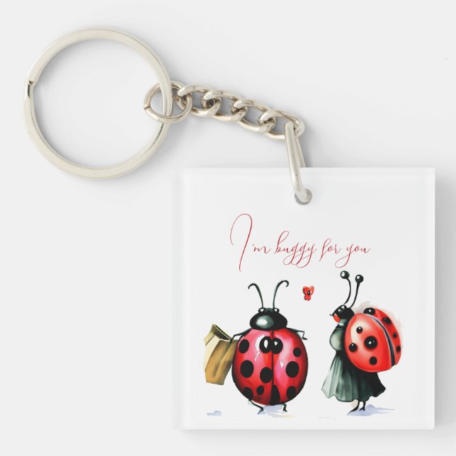 Ladybug Valentine's Day Card Keychain (Front)
