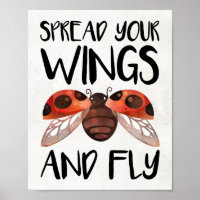 Ladybug Wall Art Decor - Spread Your Wings and Fly