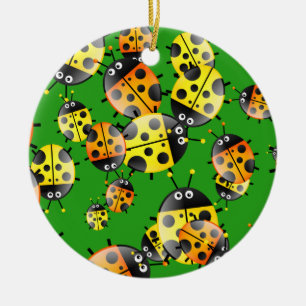 Ladybug Wallpaper Ceramic Ornament