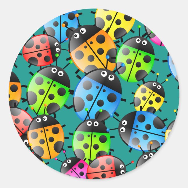 Ladybug Wallpaper Classic Round Sticker (Front)