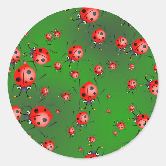 Ladybug Wallpaper Classic Round Sticker (Front)