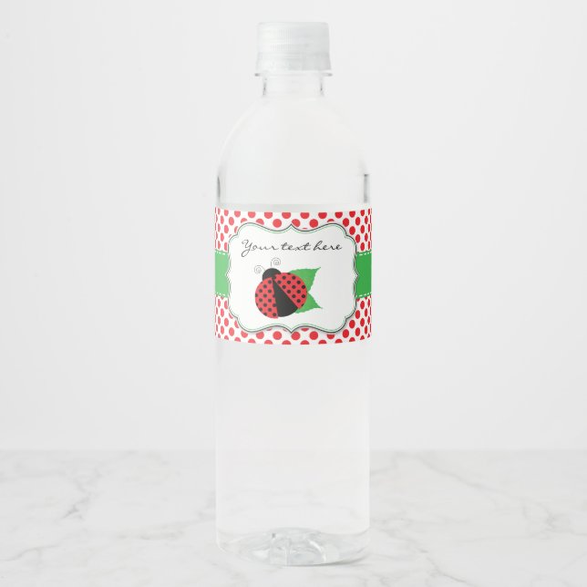 Ladybug Water Bottle Labels-Green & Red Label (Front)