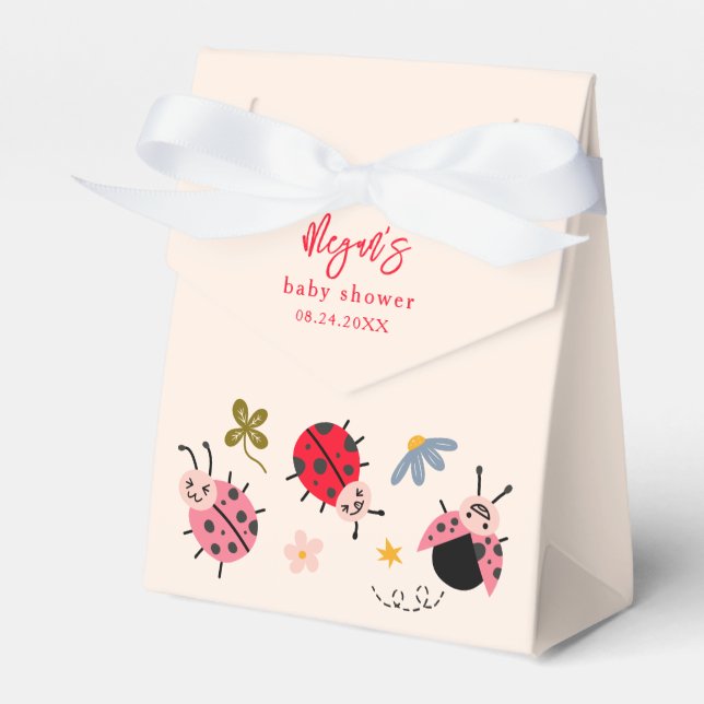 Ladybug Wildflower Baby Shower Favour Boxes (Front Side)