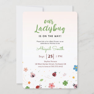 Ladybug Wildflower Girl Baby Shower Invitation