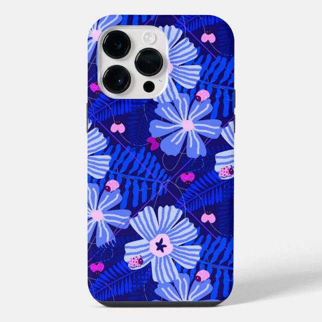 Ladybug & Wildflowers Midnight Blue iPhone Case (Back)