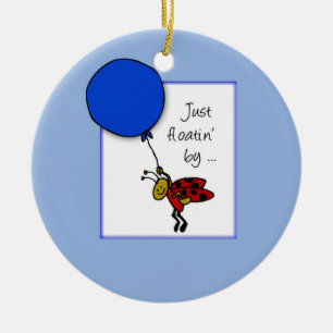 Ladybug With Blue Balloon, Thinking of You Ceramic Ornament