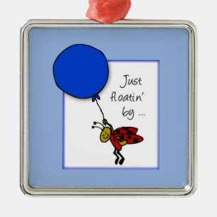 Ladybug With Blue Balloon, Thinking of You Metal Ornament
