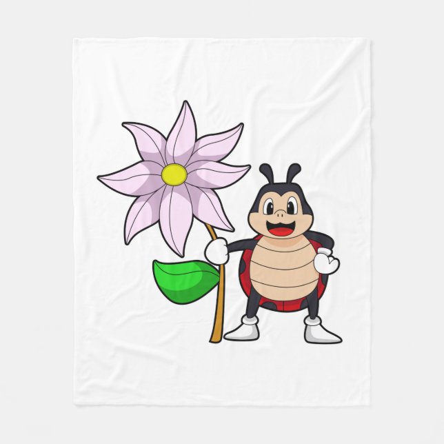 Ladybug with Flower.PNG Fleece Blanket (Front)