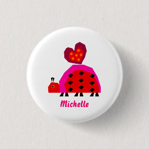 Ladybug with Heart Customizable 1 Inch Round Button