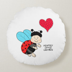 Ladybug with heart round pillow