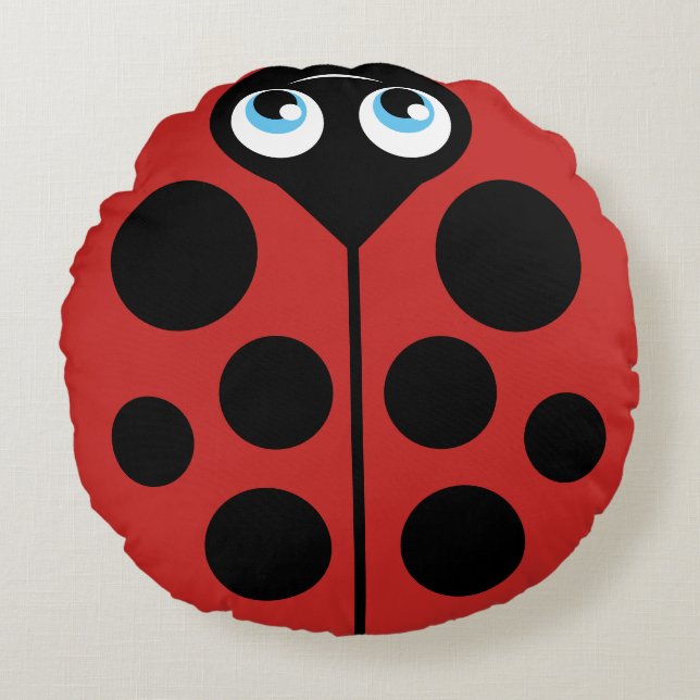 Ladybug with Personalized Message Template Round Pillow (Front)