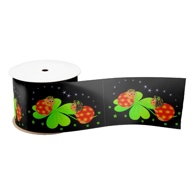 ladybugs and clovers ribbon satin ribbon (Spool)