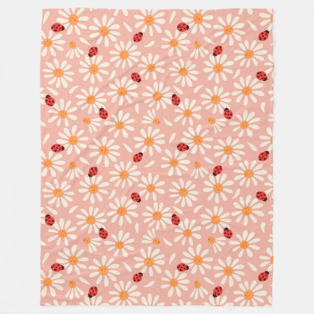 Ladybugs and Daisies Fleece Blanket (Front)