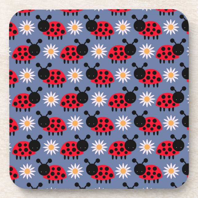 Ladybugs and Daisies Pattern Coaster (Front)