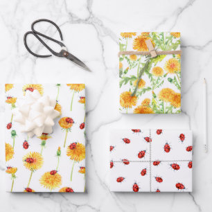 Ladybugs and Dandelions Wrapping Paper Sheet