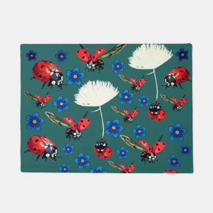 Ladybugs and flowers  Door Mat
