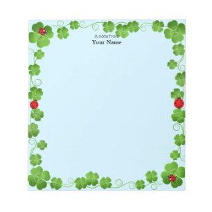 Ladybugs and Four_Leaf Clovers Simple Notepad