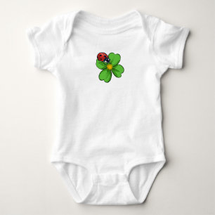Ladybugs and Green Leaves Nature Illustration Past Baby Bodysuit