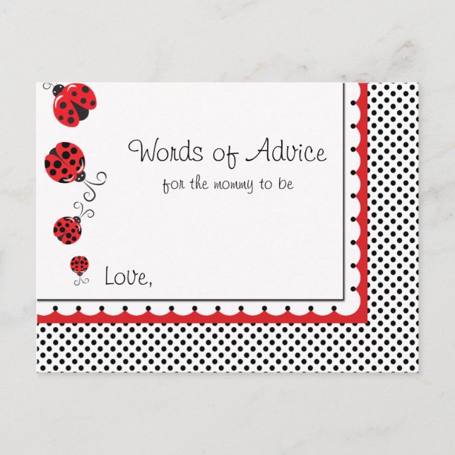 Ladybugs and Polka Dots Mommy Advice Card (Front)