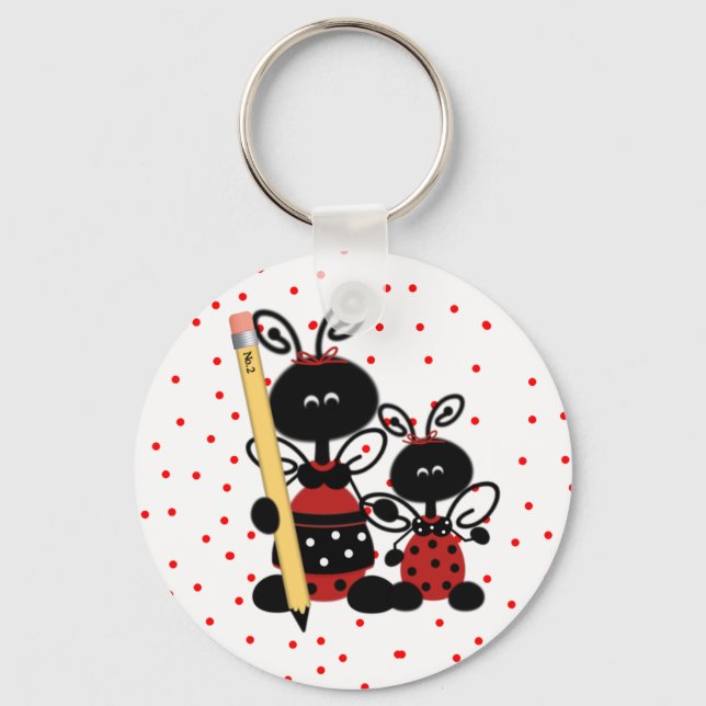 Ladybugs and Polka Dots Teacher's Key Chain (Front)
