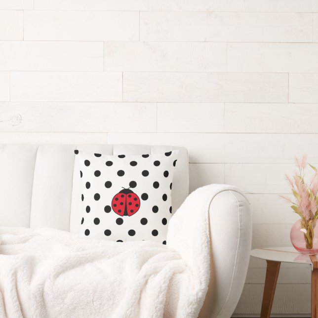 Ladybugs and polka dots     throw pillow (Couch)