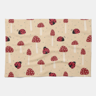 Ladybugs and Red Mushrooms Kitchen Towel