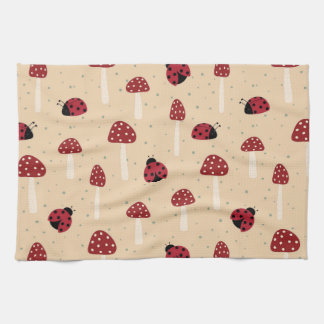 Ladybugs and Red Mushrooms Kitchen Towel