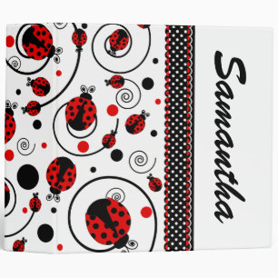 Ladybugs and Swirls Name Binder