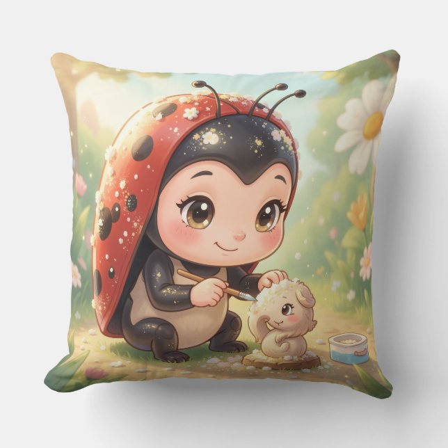 Ladybugs and the Hidden Nectar Kingdom.2 Throw Pillow (Front)