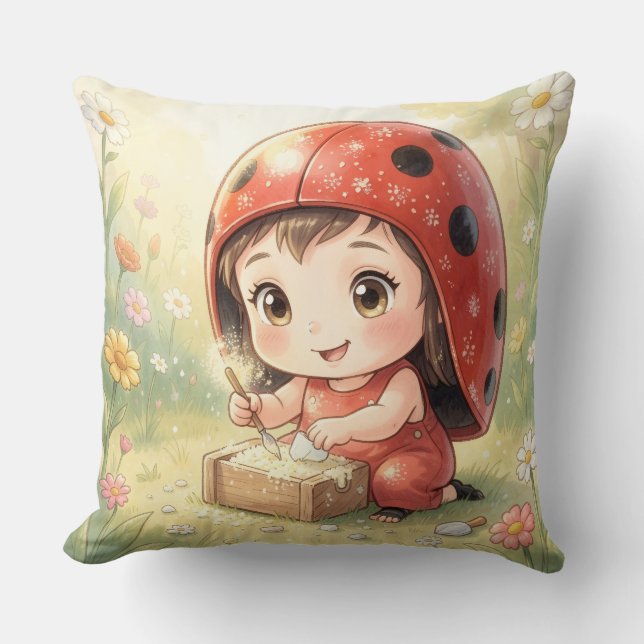 Ladybugs and the Hidden Nectar Kingdom.3 Throw Pillow (Front)