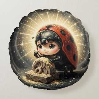 Ladybugs and the Hidden Nectar Kingdom.4 Round Pillow