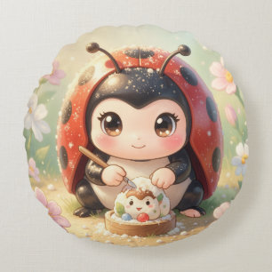 Ladybugs and the Hidden Nectar Kingdom.8 Round Pillow