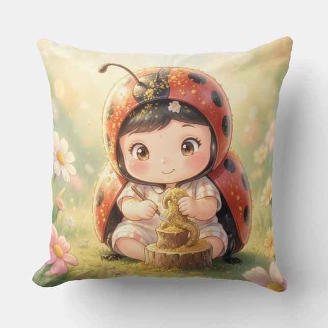 Ladybugs and the Hidden Nectar Kingdom.9 Throw Pillow (Front)