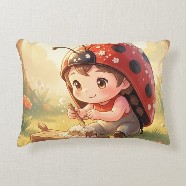 Ladybugs and the Hidden Nectar Kingdom Accent Pillow (Front)