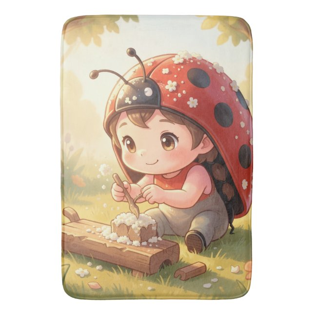 Ladybugs and the Hidden Nectar Kingdom Bath Mat (Front Vertical)