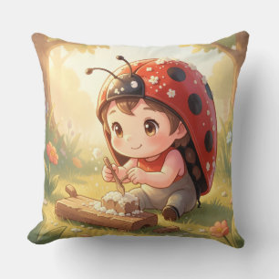 Ladybugs and the Hidden Nectar Kingdom Throw Pillow