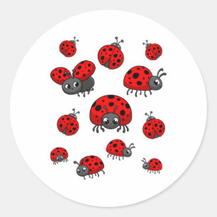 Ladybugs Art For Boy Girl Kid Toddler Insect Ladyb Classic Round Sticker