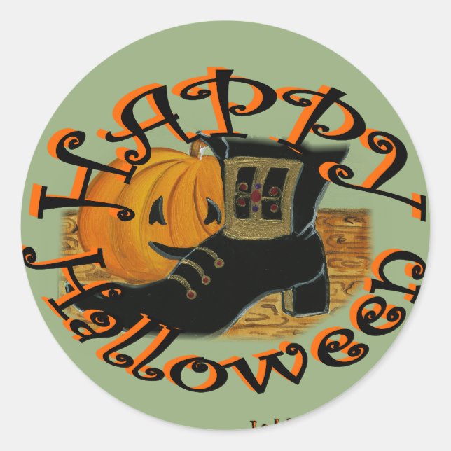 Ladybugs Art  "Halloween" Classic Round Sticker (Front)