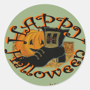 Ladybugs Art "Halloween" Classic Round Sticker