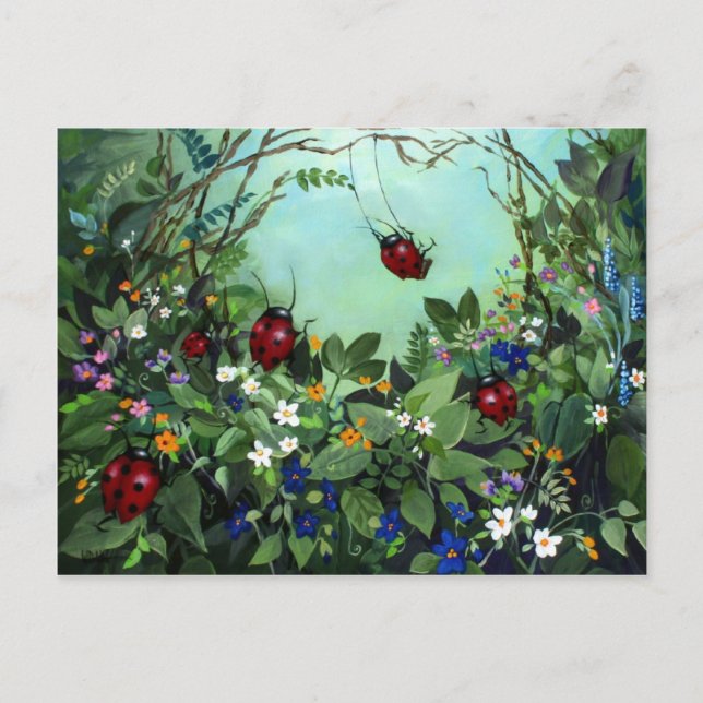 Ladybugs At Play Post Card (Front)