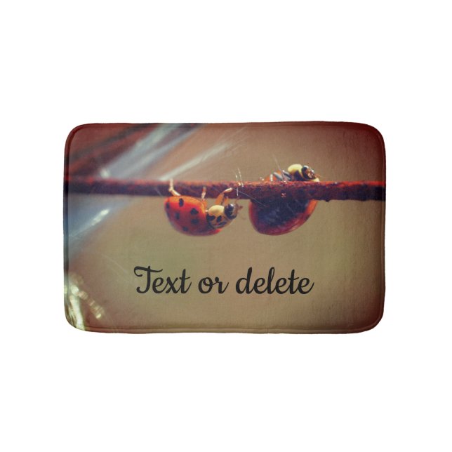 Ladybugs Balancing Close Up Personalized Bath Mat (Front)