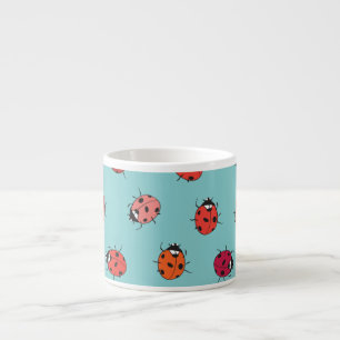 Ladybugs, blue background, charming seamless patte espresso cup