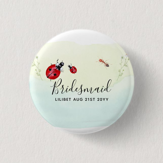 Ladybugs Bridal Party Gifts Bridesmaid Maid Honour 1 Inch Round Button (Front)