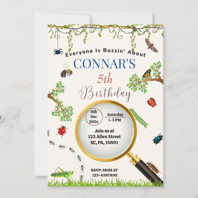 LADYBUGS/ BUGS NATURE OUTDOOR BIRTHDAY  INVITATION (Front)