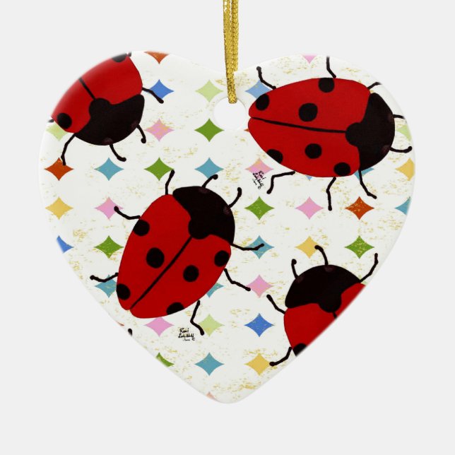 LADYBUGS CERAMIC ORNAMENT (Front)