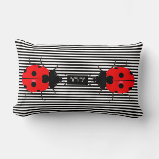 Ladybugs Cute Stripe Lumbar Throw Pillows