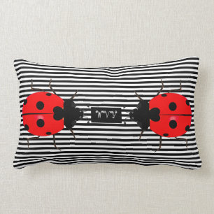 Ladybugs Cute Stripe Lumbar Throw Pillows