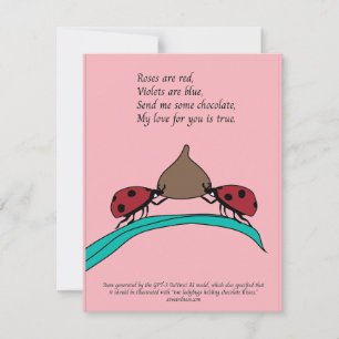 Ladybugs et chocolat carte générée par l'IA