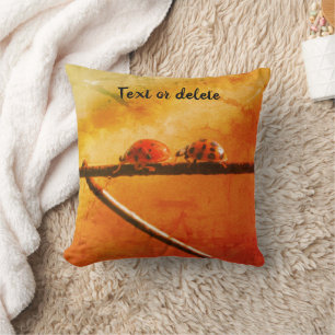 Ladybugs Follow The Leader Abstract Personalized Throw Pillow